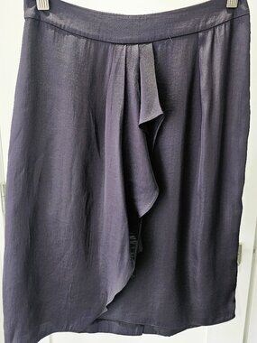 Veronika Maine Draped Skirt Charcoal Dark Lilac Silk Feel